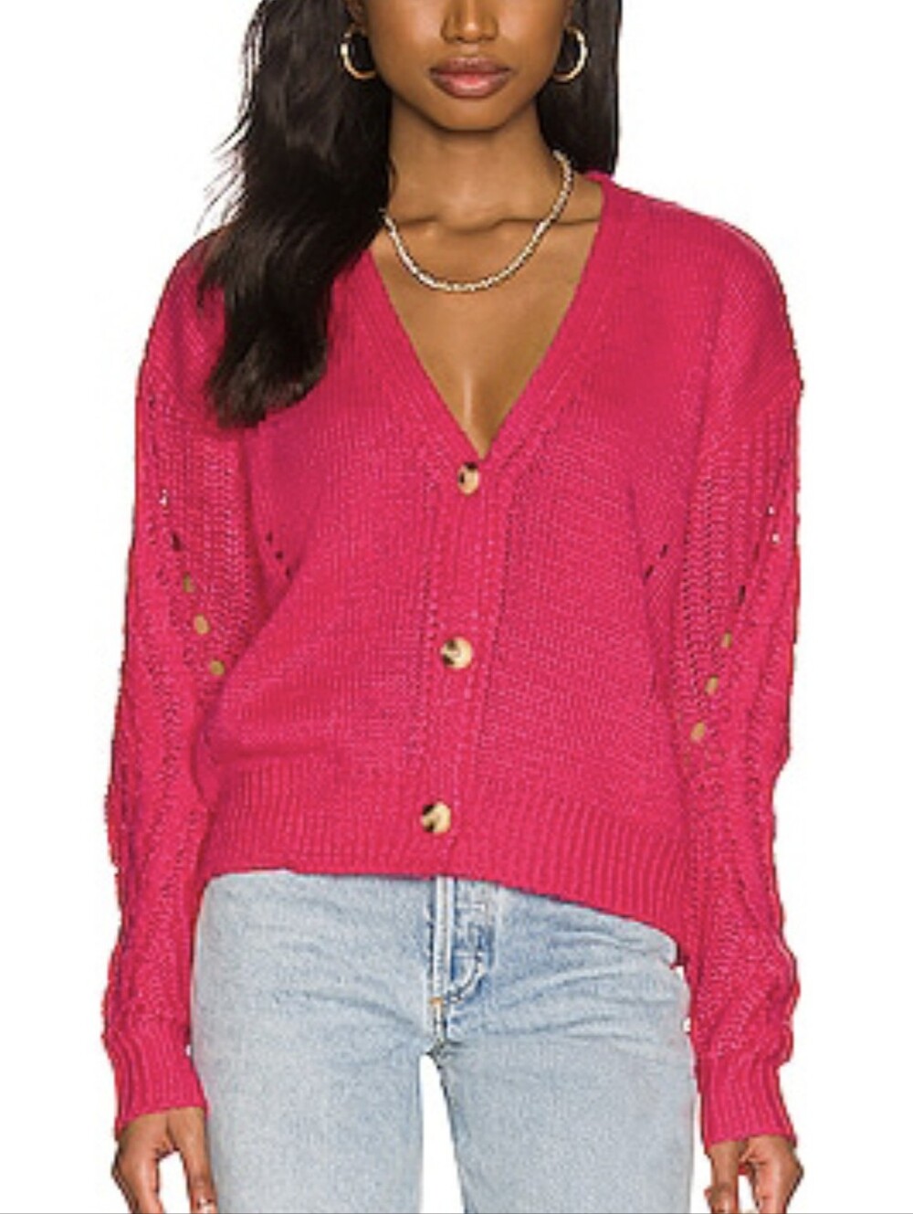 John + Jenn Merrick Cropped Cardigan Sweater Super Oversized Womens Size XS